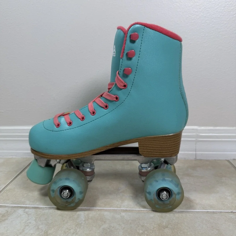 Impala Rollerskates Sidewalk Aqua Pink Quad Roller Skates Women's Size 7 EU 38